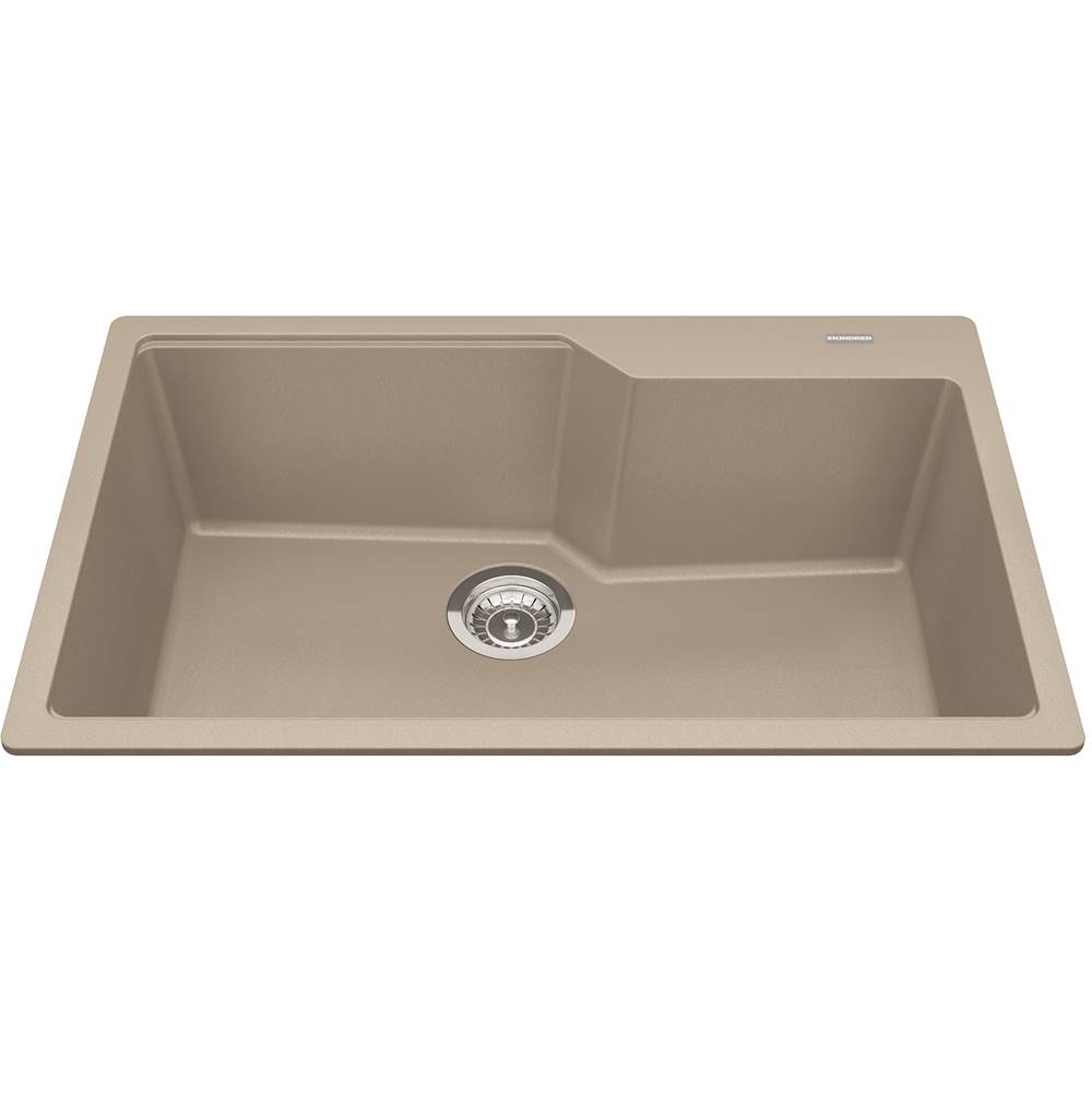 Kindred Granite Series 30.7-in LR x 19.69-in FB x 9.06-in DP Drop In Single Bowl Granite Kitchen Sink, MGSM2031-9CHAN