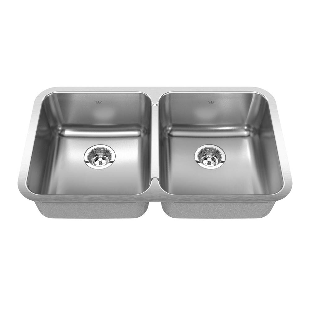 Kindred Steel Queen 30.88-in LR x 17.75-in FB x 8-in DP Undermount Double Bowl Stainless Steel Kitchen Sink, QDUA1831-8N