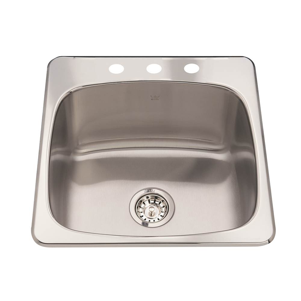 Kindred Utility Collection 20.13-in LR x 20.56-in FB x 10-in DP Drop In Single Bowl 3-Hole Stainless Steel Laundry Sink, QSL2020-10-3N