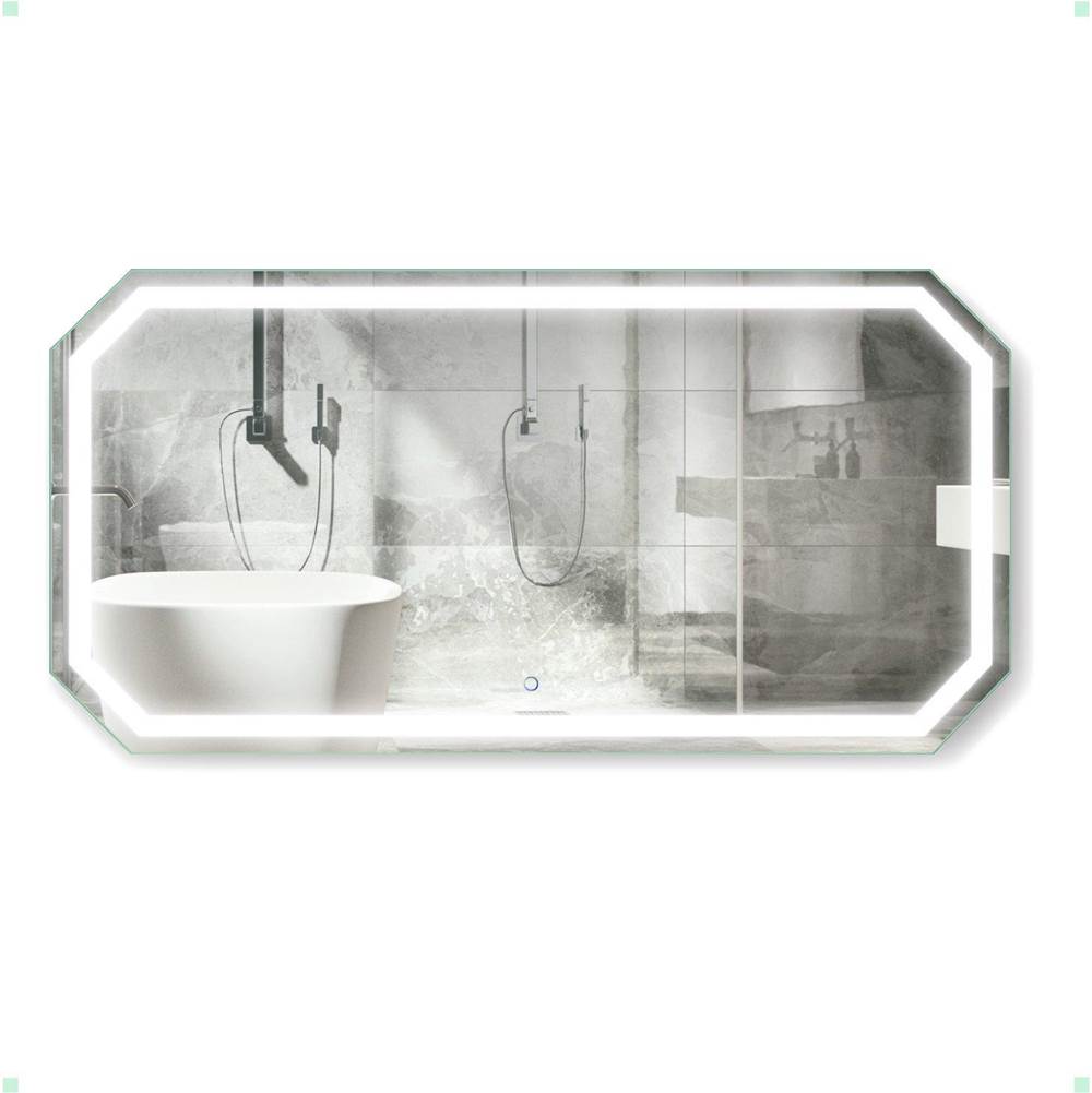 Krugg Tudor 60'' X 36'' LED Bathroom Mirror w/ Dimmer and Defogger, Large Octagon Lighted Vanity Mirror