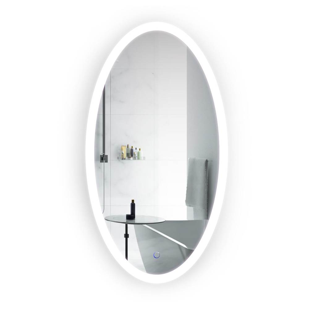 Krugg Sol Oval 24'' x 44'' LED Bathroom Mirror w/ Dimmer & Defogger Oval Back-lit Vanity Mirror