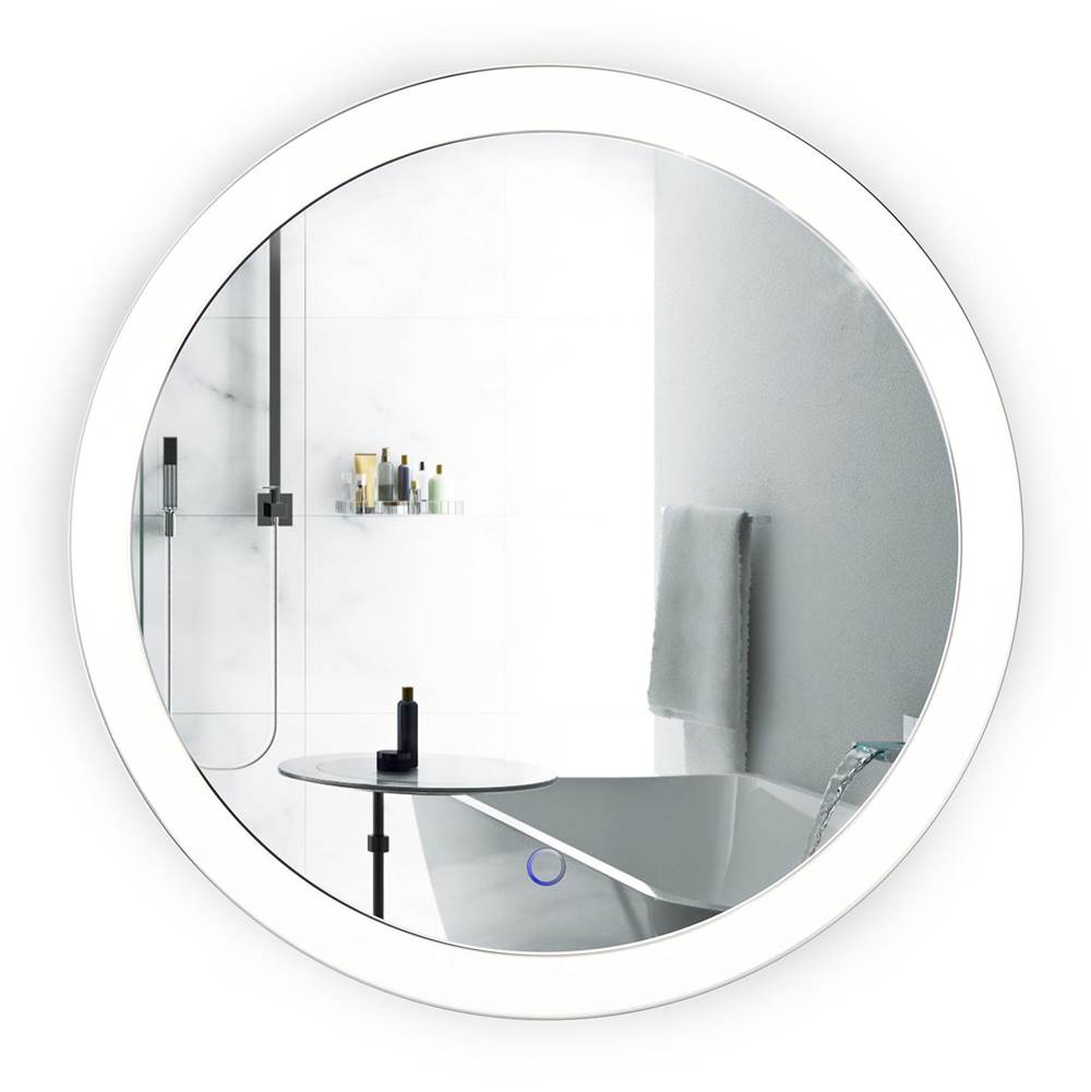Krugg Sol Round 22'' x 22'' LED Bathroom Mirror w/ Dimmer & Defogger Round Back-lit Vanity Mirror