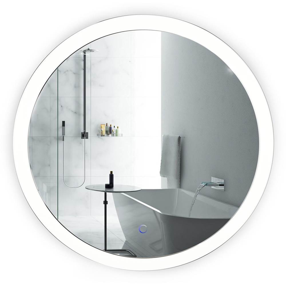Krugg Sol Round 27'' x 27'' LED Bathroom Mirror w/ Dimmer & Defogger Round Back-lit Vanity Mirror