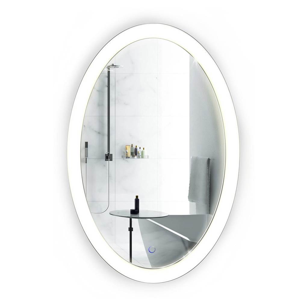 Krugg Sol Oval 20'' x 30'' LED Bathroom Mirror w/ Dimmer and Defogger, Oval Back-lit Vanity Mirror