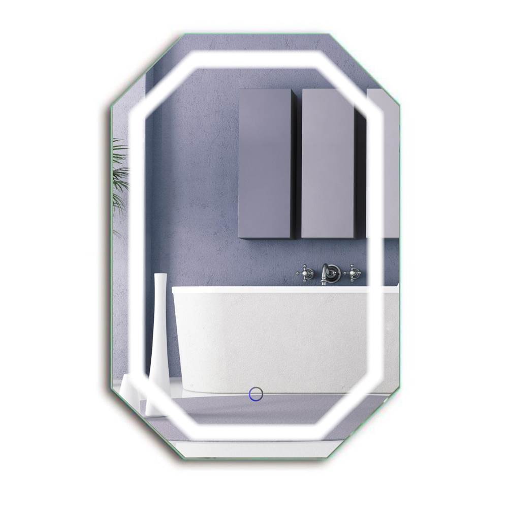 Krugg Tudor 20''x 30'' LED Bathroom Mirror w/ Dimmer and Defogger, Octagon Lighted Vanity Mirror