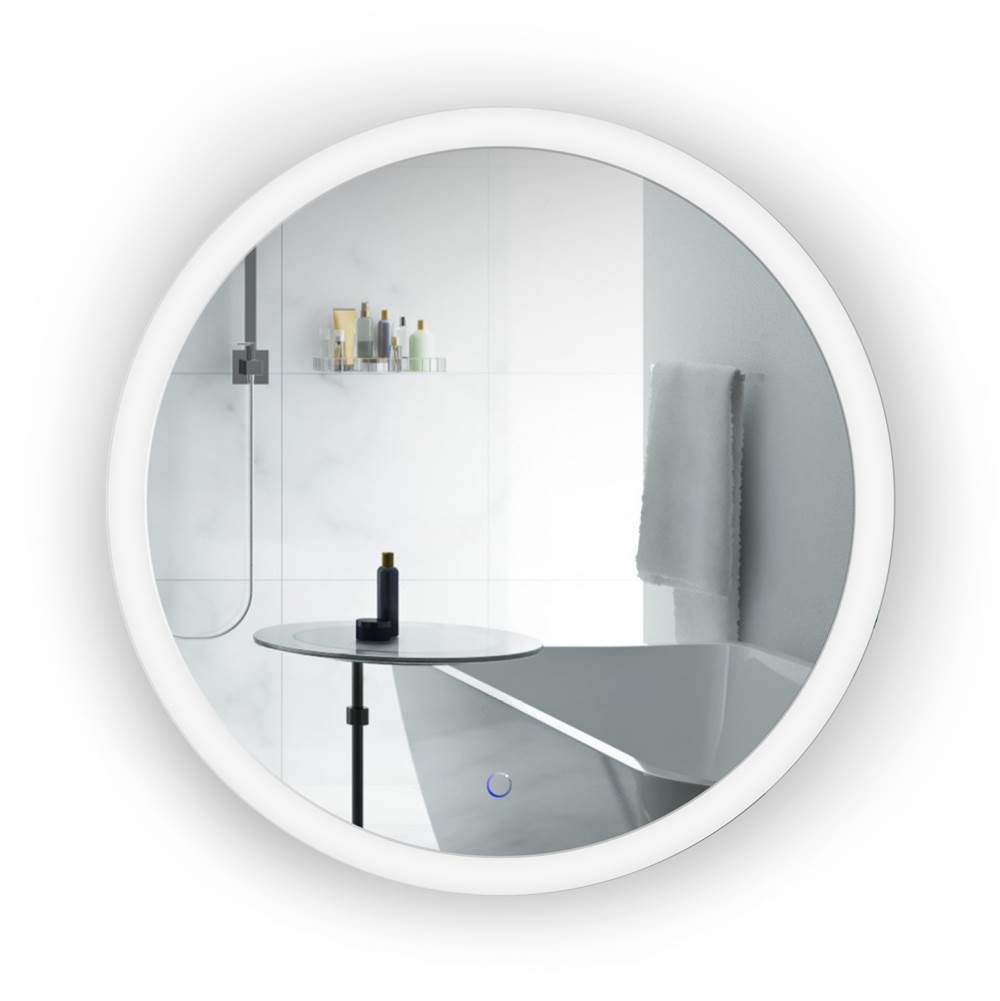 Krugg Sol Round 30'' x 30'' LED Bathroom Mirror w/ Dimmer and Defogger, Round Back-lit Vanity Mirror