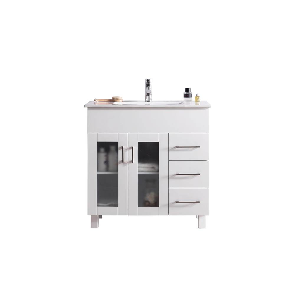 LAVIVA Nova 36 - White Cabinet And Ceramic Basin Countertop