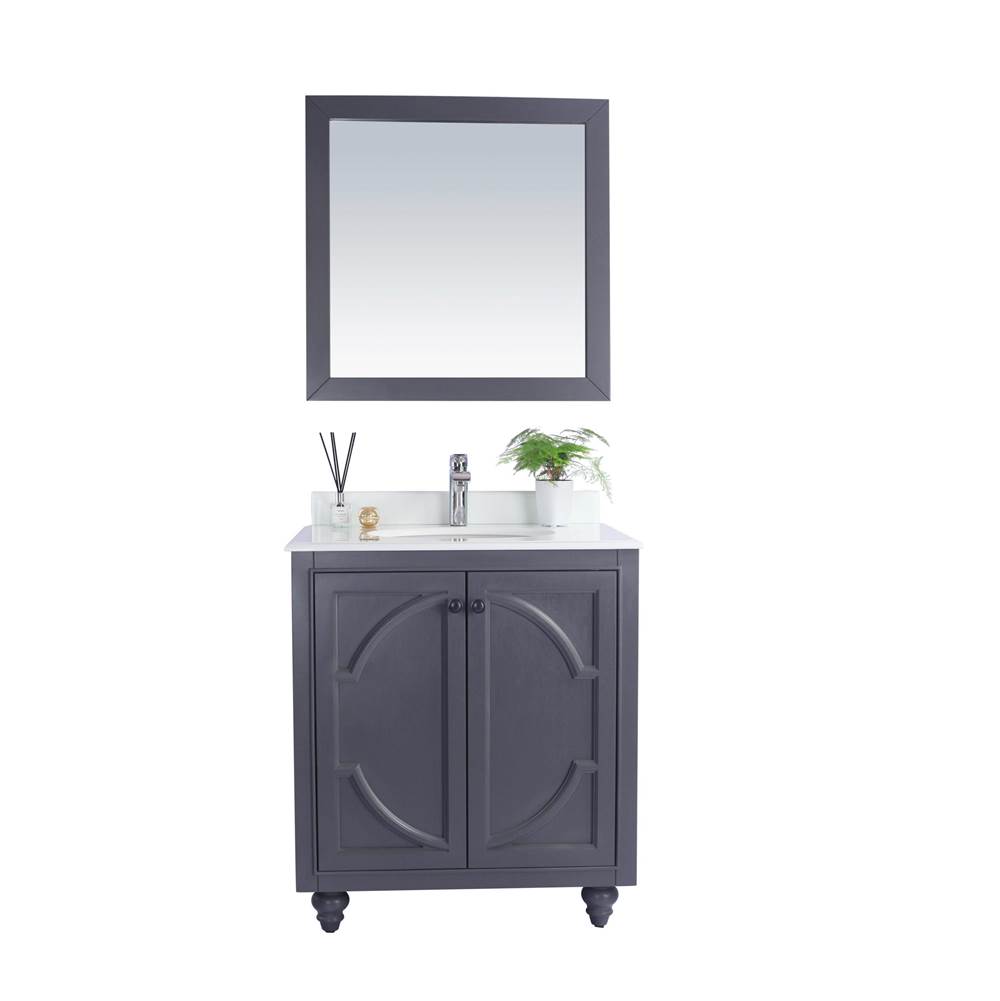 LAVIVA Odyssey - 30 - Maple Grey Cabinet And Pure White Phoenix Stone Countertop