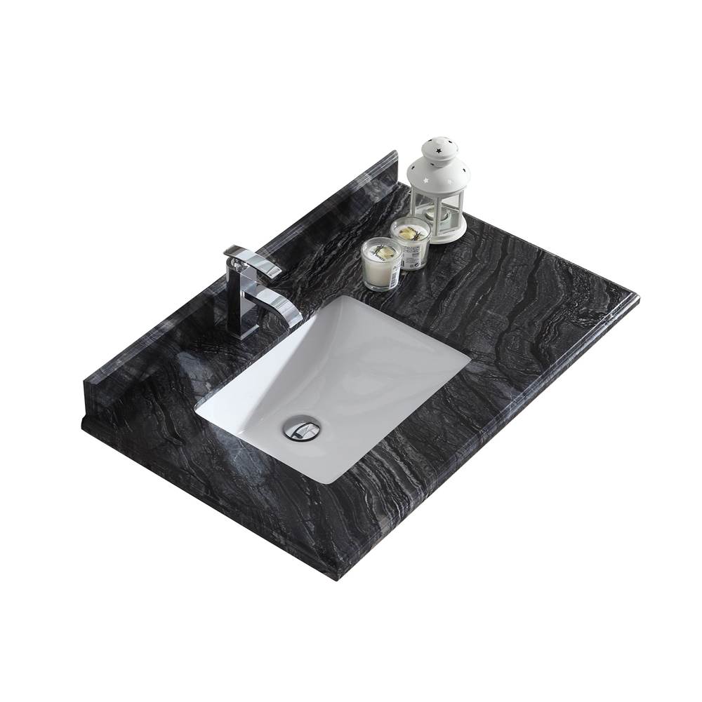 LAVIVA Odyssey - 36 - Black Wood Marble Countertop with Rectangular Sink