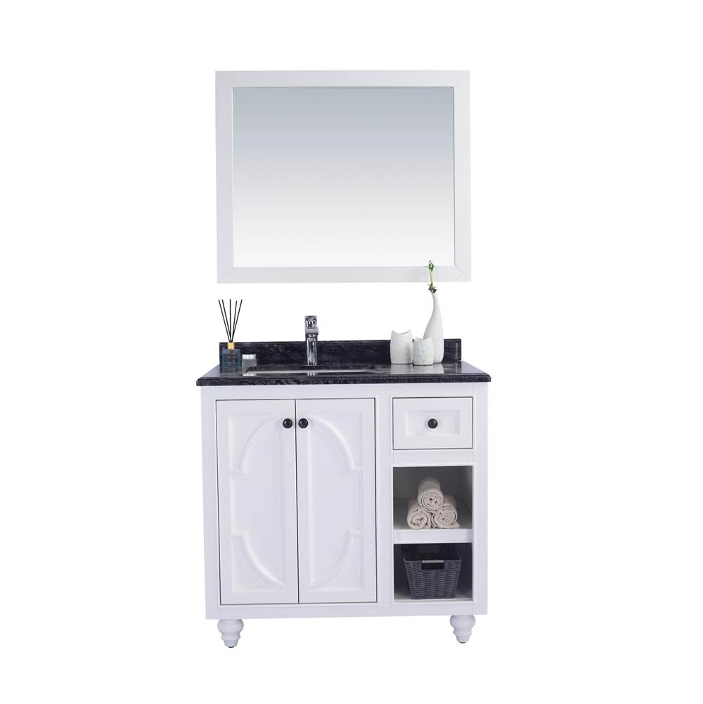 LAVIVA Odyssey - 36 - White Cabinet And Black Wood Marble Countertop