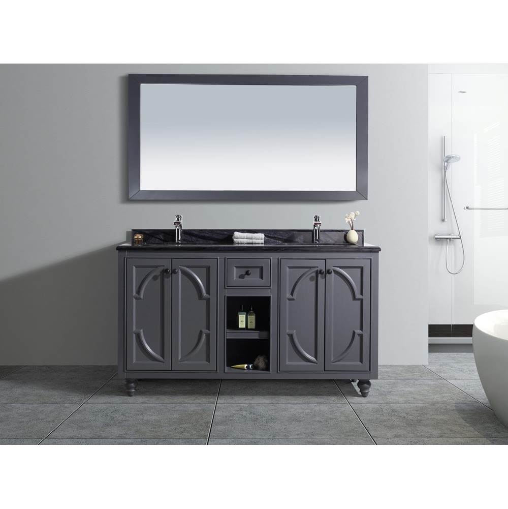 LAVIVA Odyssey - 60 - Maple Grey Cabinet And Black Wood Marble Countertop