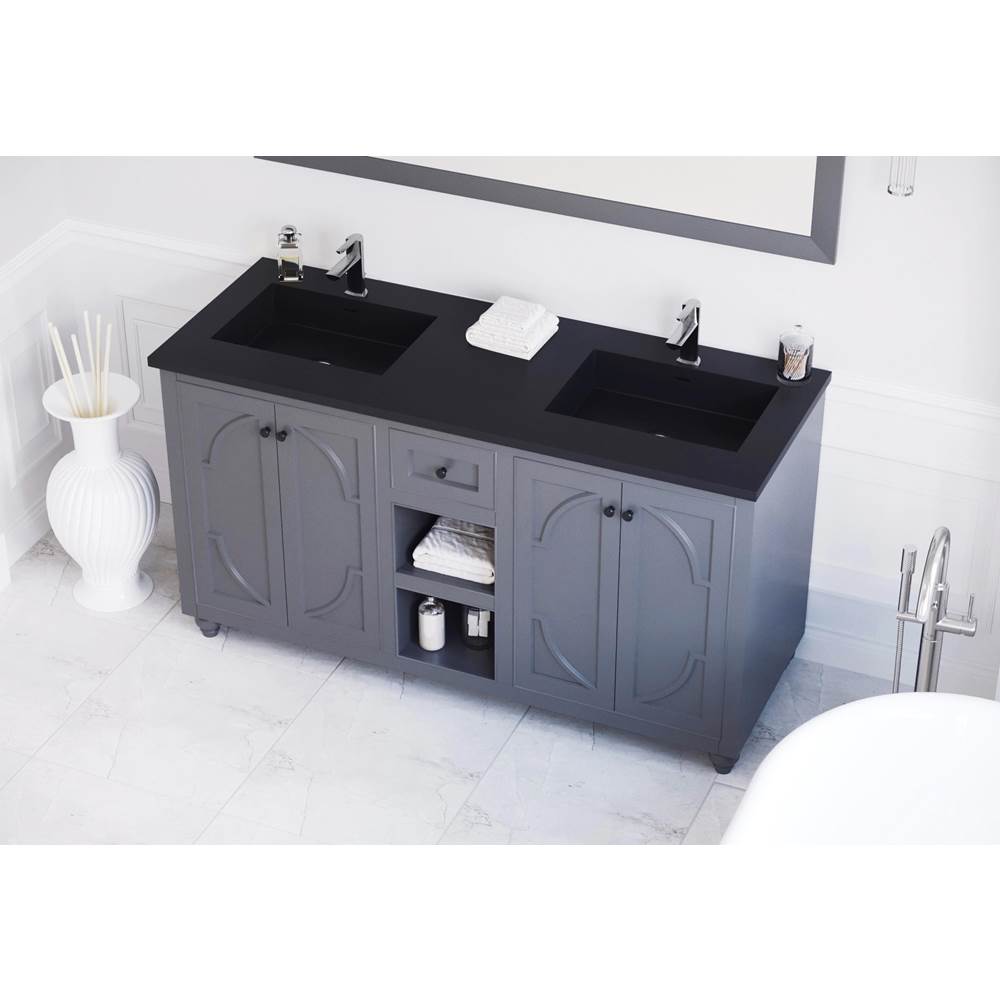 LAVIVA Odyssey - 60 - Maple Grey Cabinet And Matte Black VIVA Stone Solid Surface Countertop