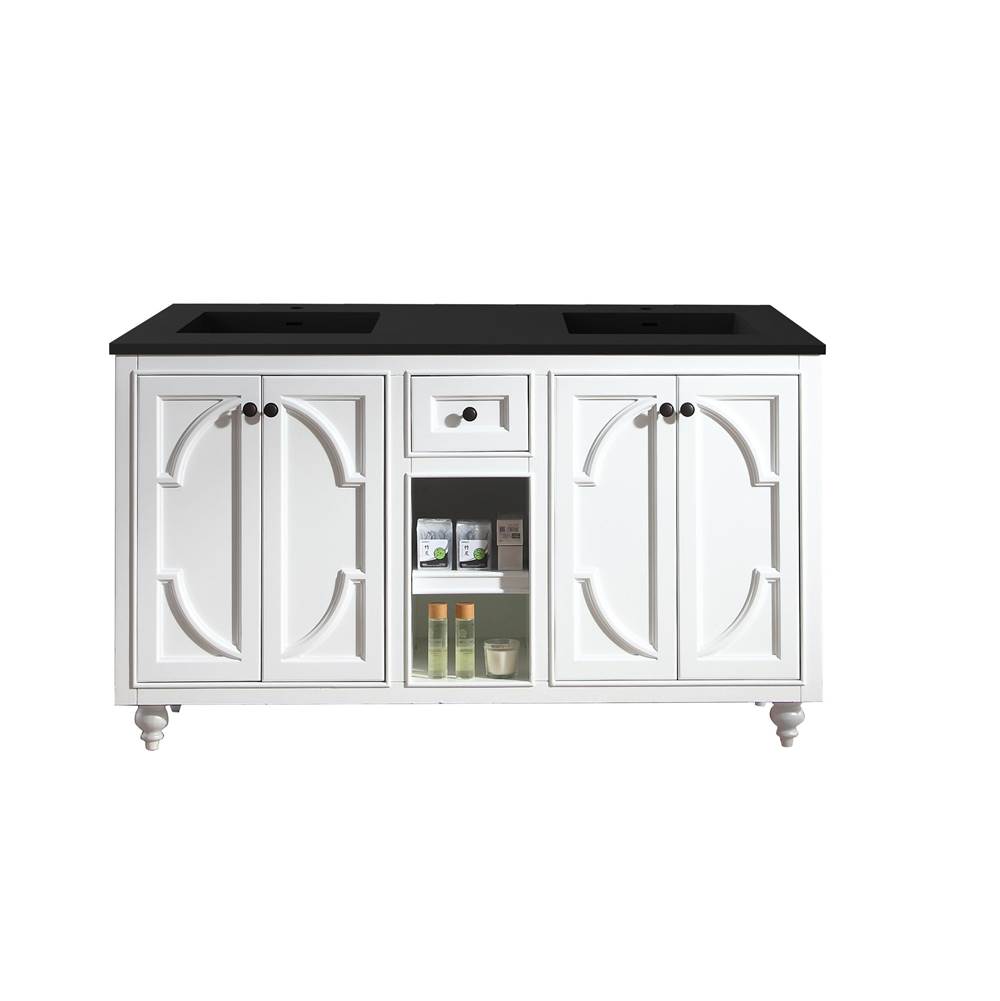 LAVIVA Odyssey - 60 - White Cabinet And Matte Black VIVA Stone Solid Surface Countertop
