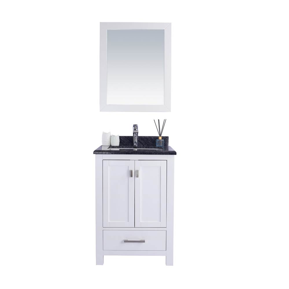 LAVIVA Wilson 24 - White Cabinet And Black Wood Marble Countertop
