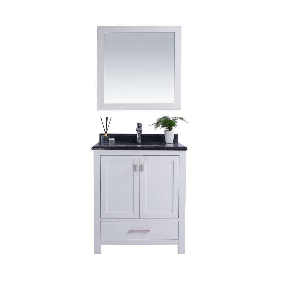 LAVIVA Wilson 30 - White Cabinet And Black Wood Marble Countertop