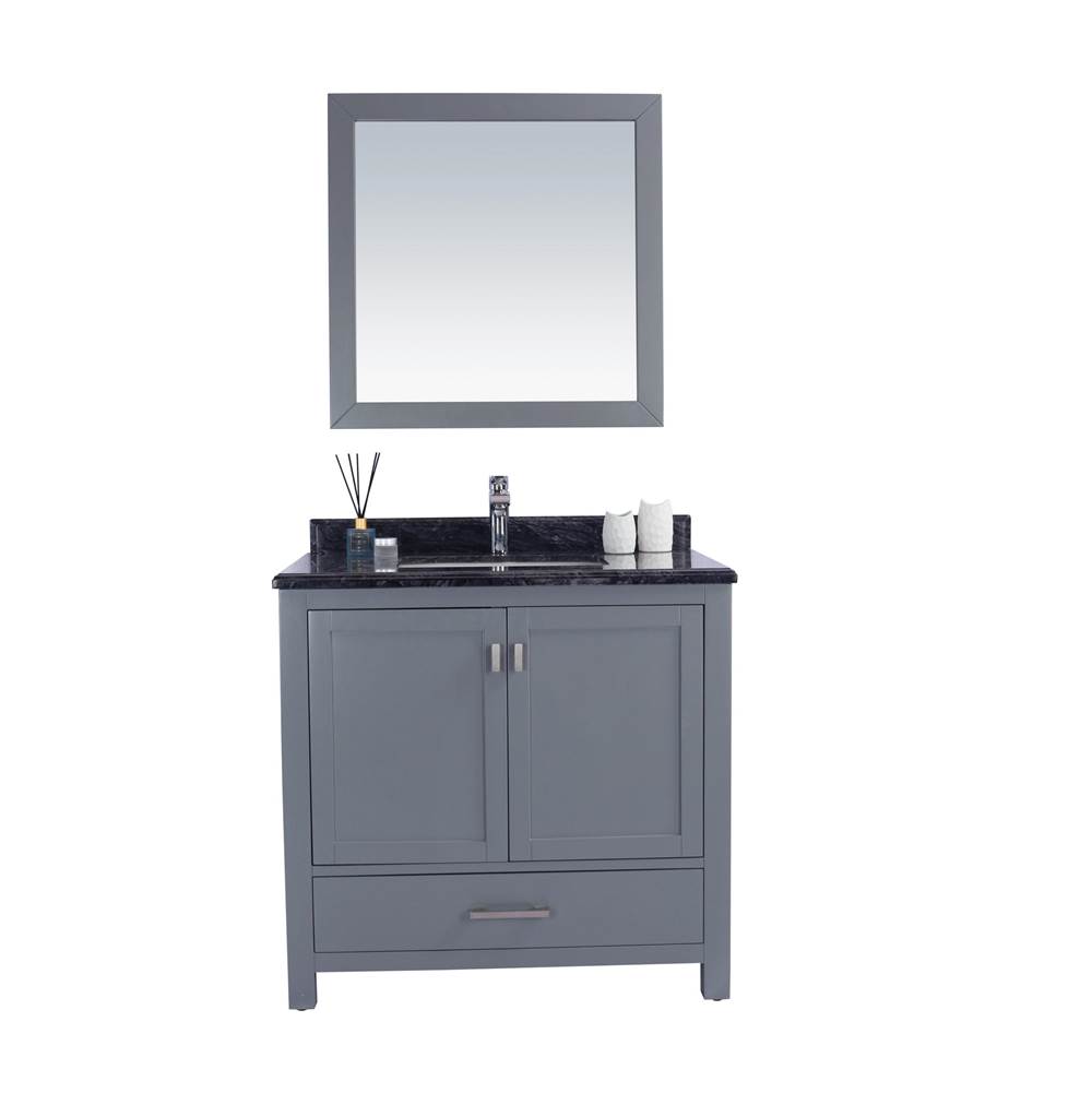 LAVIVA Wilson 36 - Grey Cabinet And Black Wood Marble Countertop