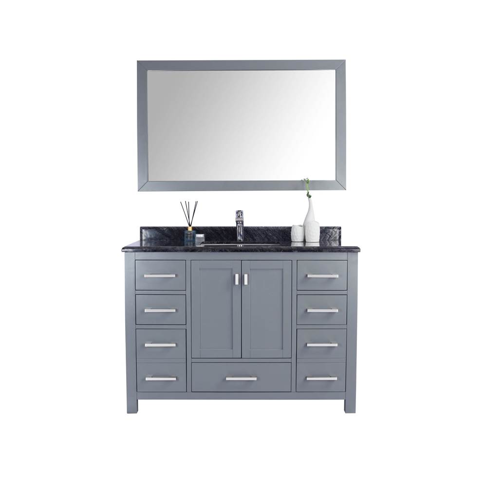 LAVIVA Wilson 48 - Grey Cabinet And Black Wood Marble Countertop