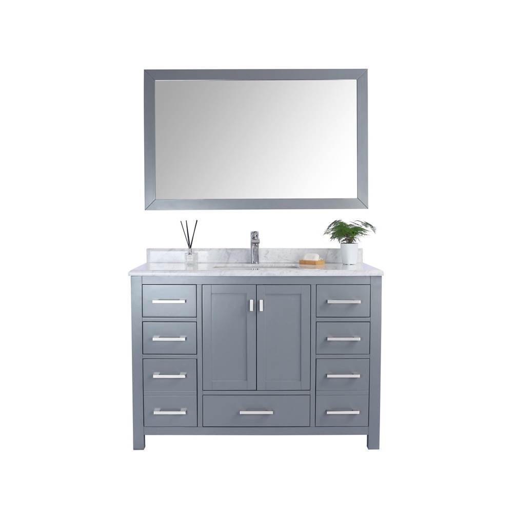 LAVIVA Wilson 48 - Grey Cabinet And White Carrara Marble Countertop