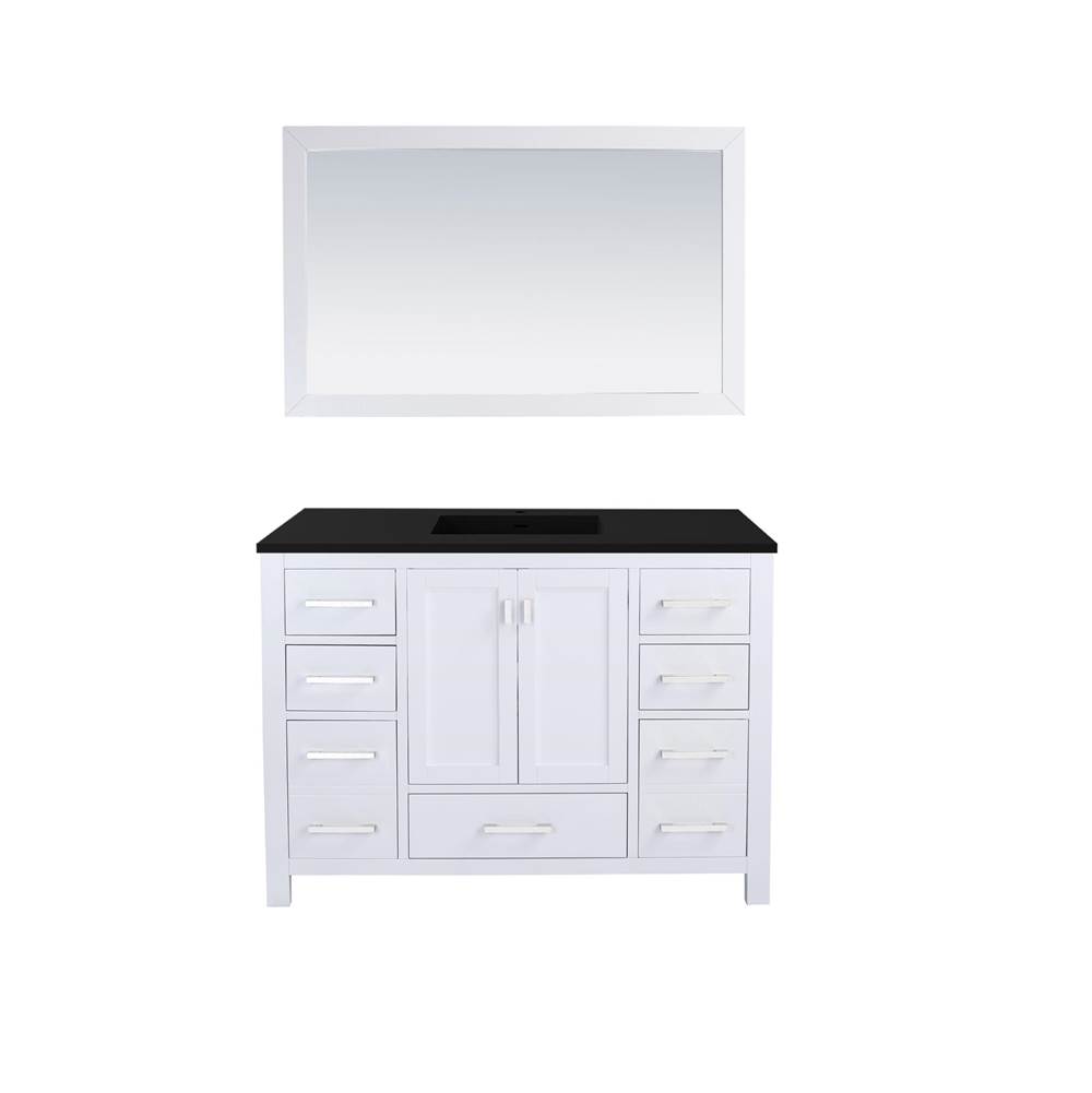 LAVIVA Wilson 48 - White Cabinet And Matte Black VIVA Stone Solid Surface Countertop
