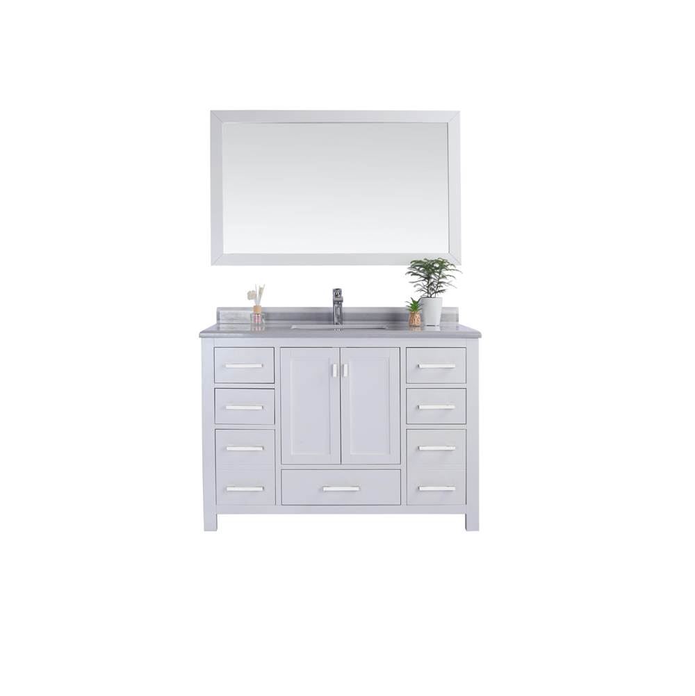 LAVIVA Wilson 48 - White Cabinet And White Stripes Marble Countertop