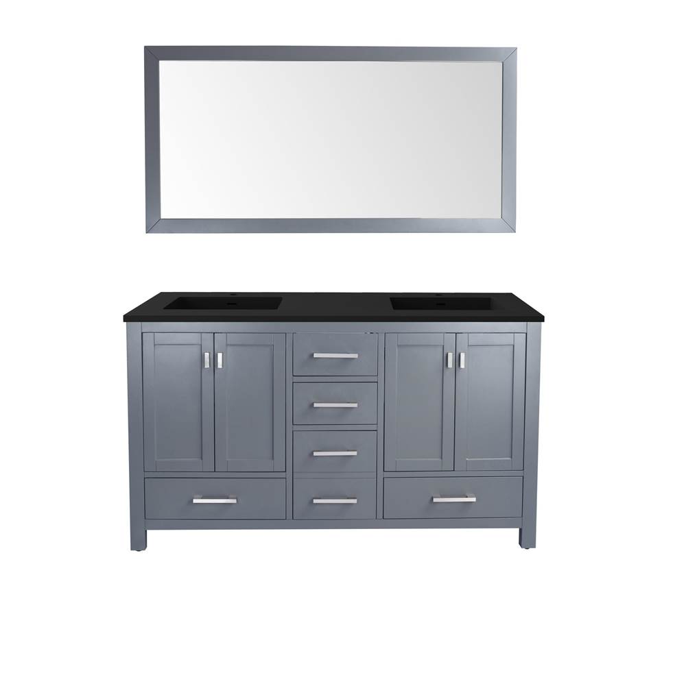 LAVIVA Wilson 60 - Grey Cabinet And Matte Black VIVA Stone Solid Surface Countertop