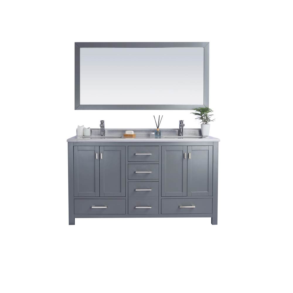 LAVIVA Wilson 60 - Grey Cabinet And White Stripes Marble Countertop