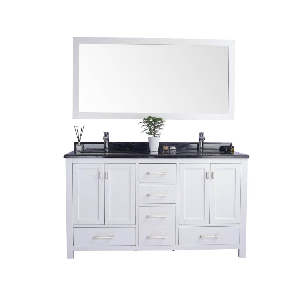 LAVIVA Wilson 60 - White Cabinet And Black Wood Marble Countertop