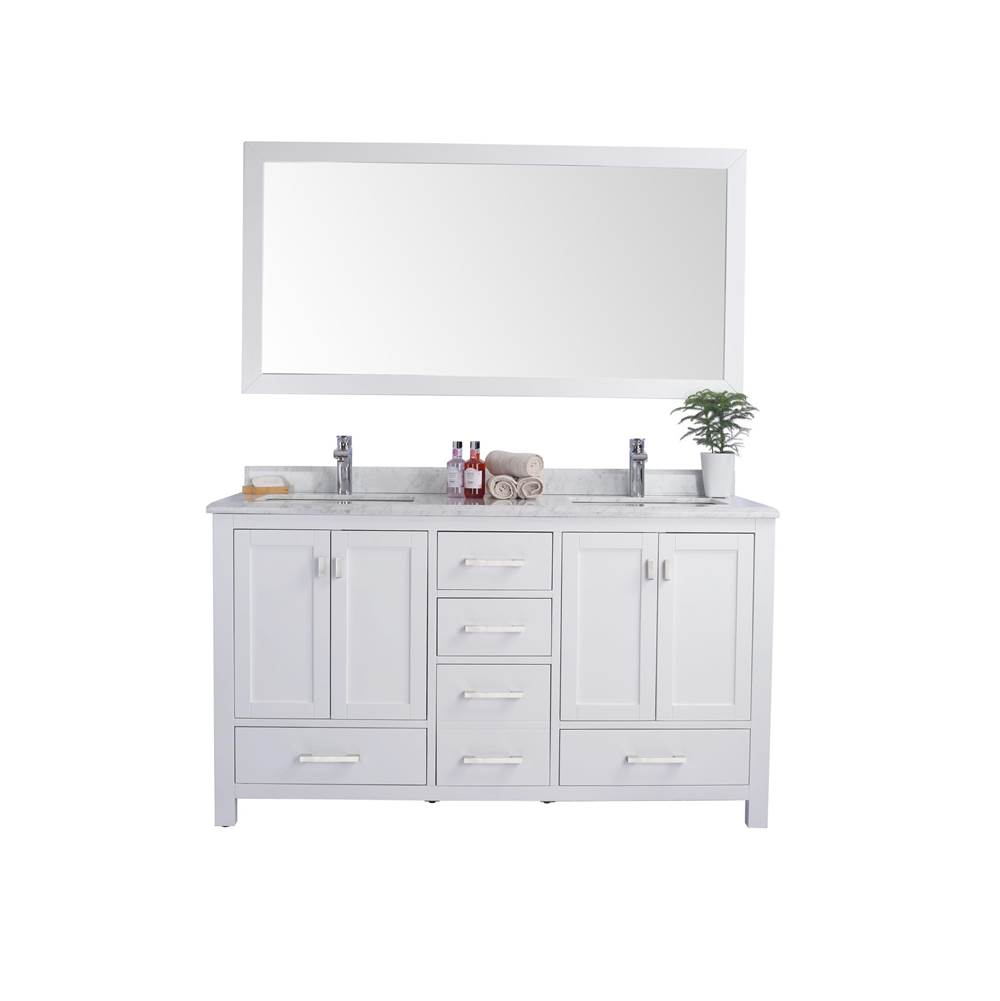 LAVIVA Wilson 60 - White Cabinet And White Carrara Marble Countertop