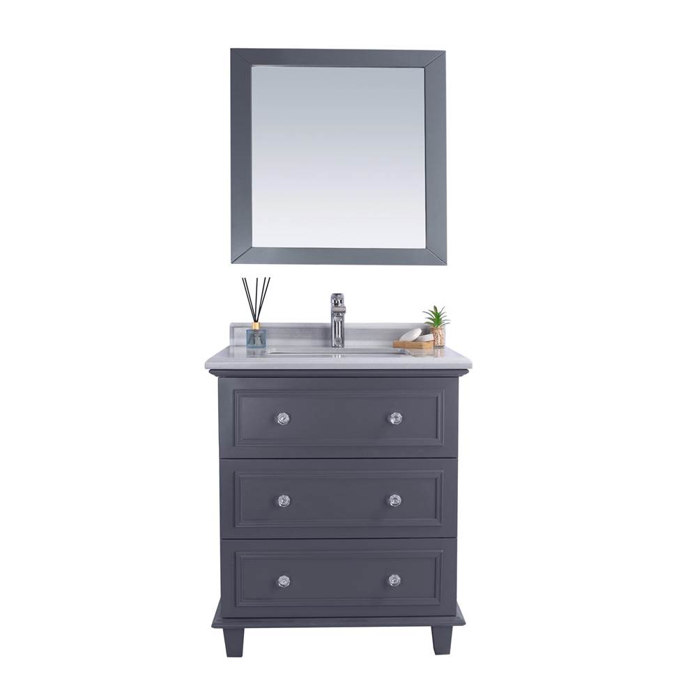 LAVIVA Luna - 30 - Maple Grey Cabinet And White Stripes Marble Countertop