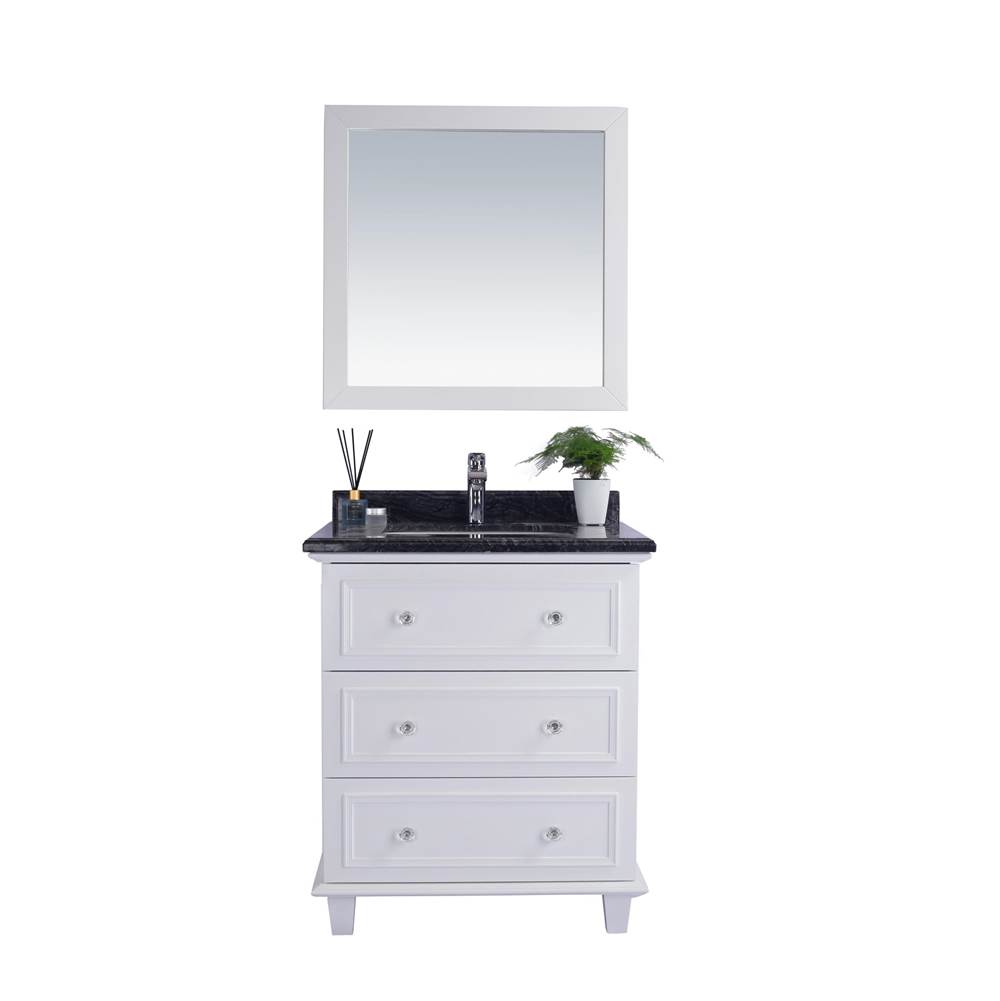 LAVIVA Luna - 30 - White Cabinet And Black Wood Marble Countertop