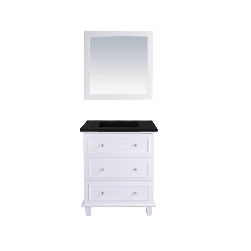 LAVIVA Luna - 30 - White Cabinet And Matte Black VIVA Stone Solid Surface Countertop