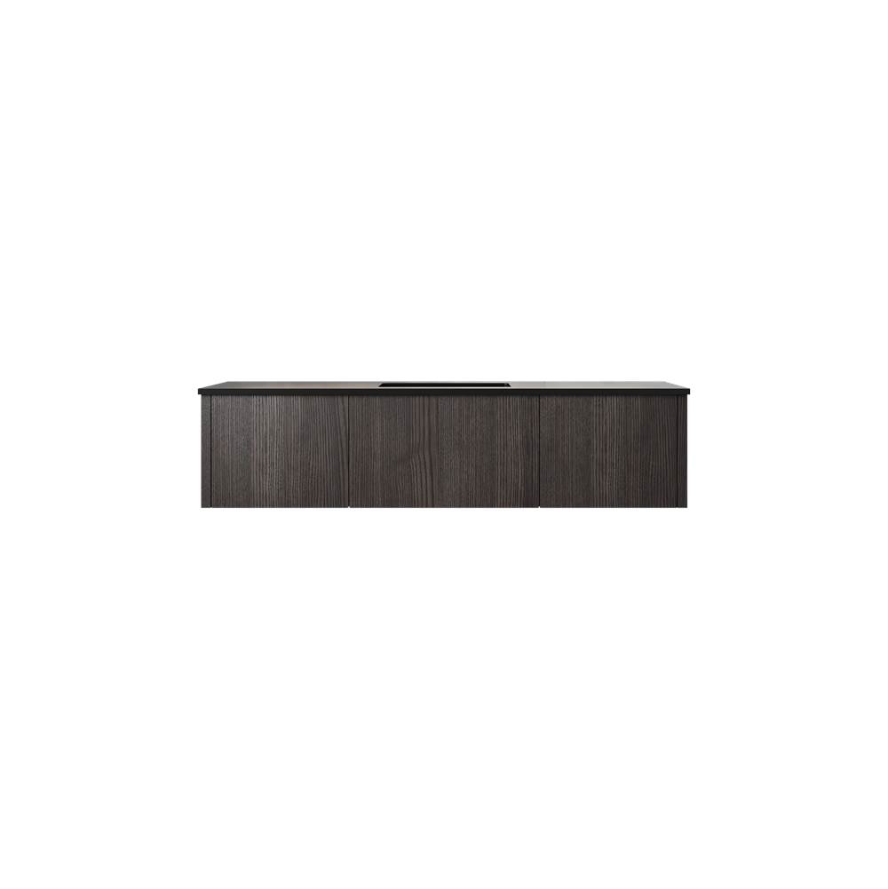 LAVIVA Legno 60'' Carbon Oak Single Sink Bathroom Vanity with Matte Black VIVA Stone Solid Surface Countertop