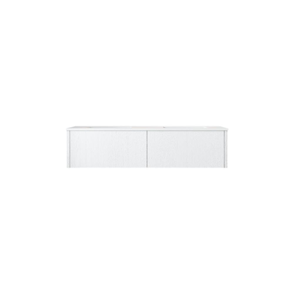 LAVIVA Legno 60'' Alabaster White Double Sink Bathroom Vanity with Matte White VIVA Stone Solid Surface Countertop