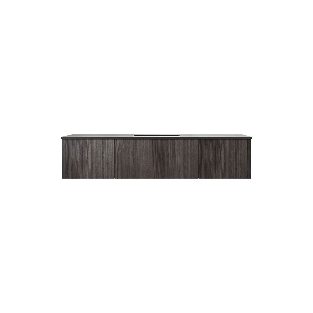 LAVIVA Legno 66'' Carbon Oak Bathroom Vanity with Matte Black VIVA Stone Solid Surface Countertop