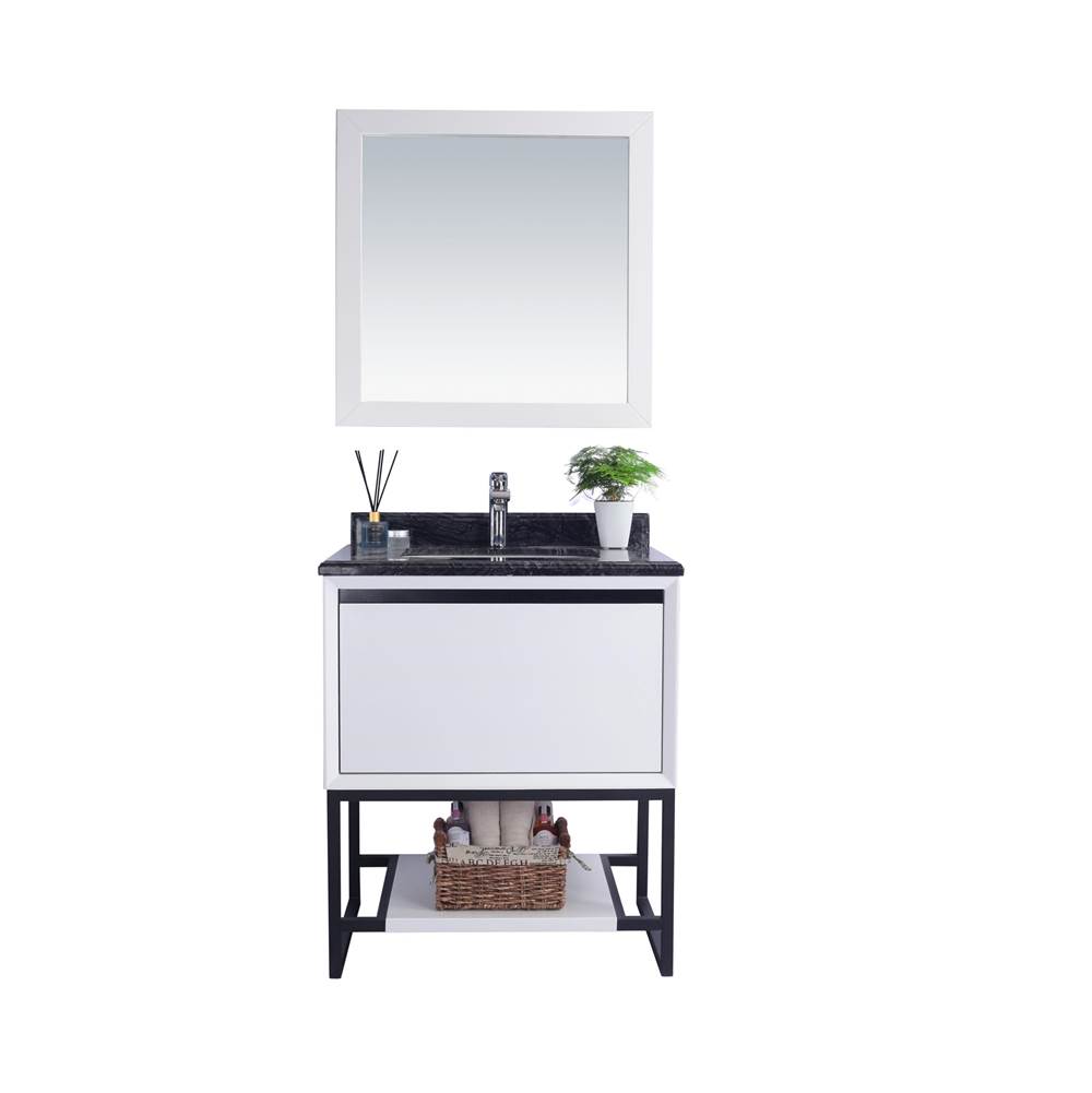 LAVIVA Alto 30 - White Cabinet And Black Wood Marble Countertop