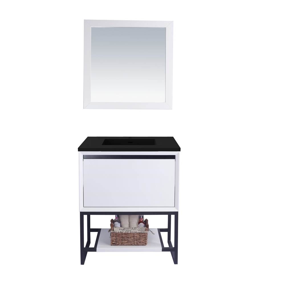 LAVIVA Alto 30 - White Cabinet And Matte Black VIVA Stone Solid Surface Countertop