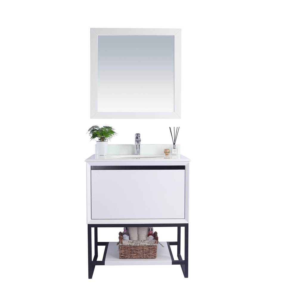 LAVIVA Alto 30 - White Cabinet And Pure White Phoenix Stone Countertop