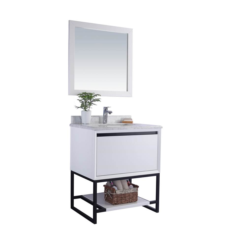 LAVIVA Alto 30 - White Cabinet And White Carrara Marble Countertop