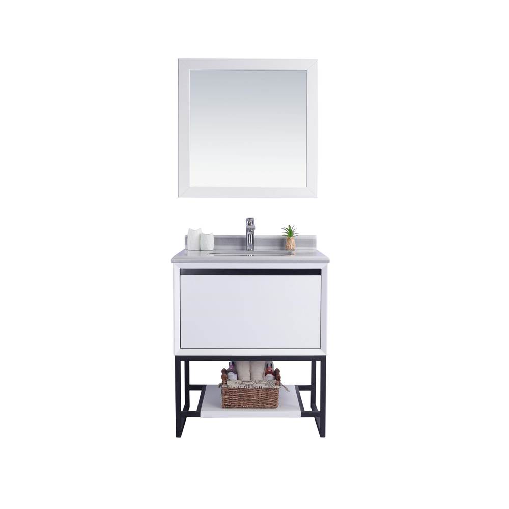 LAVIVA Alto 30 - White Cabinet And White Stripes Marble Countertop