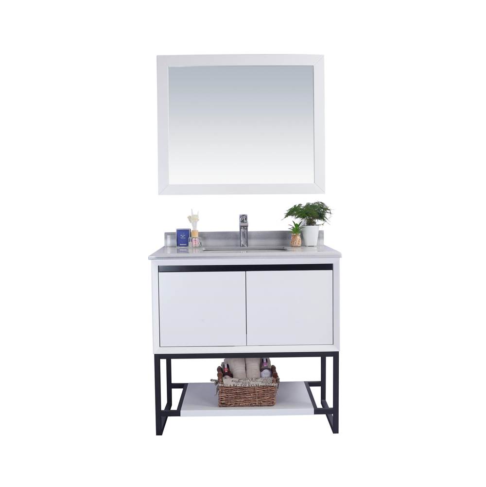 LAVIVA Alto 36 - White Cabinet And White Stripes Marble Countertop