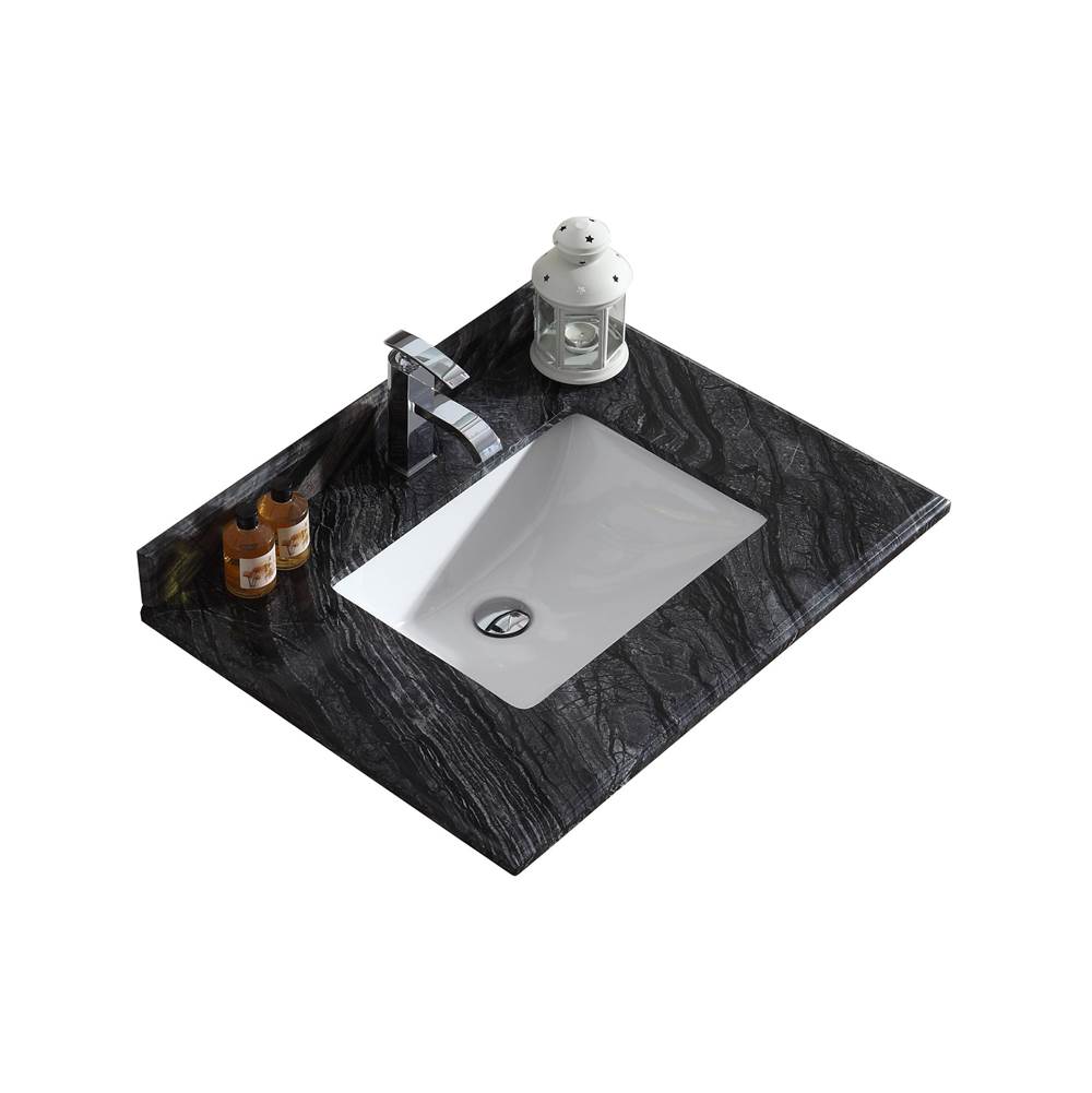LAVIVA Black Wood Marble Countertop - 30'' - Single Hole with Rectangular Sink