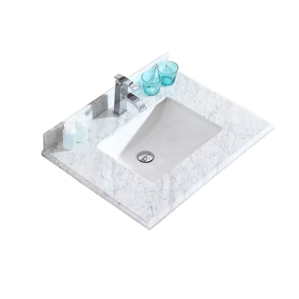 LAVIVA White Carrara Marble Countertop - 30'' - Single Hole with Rectangular Sink