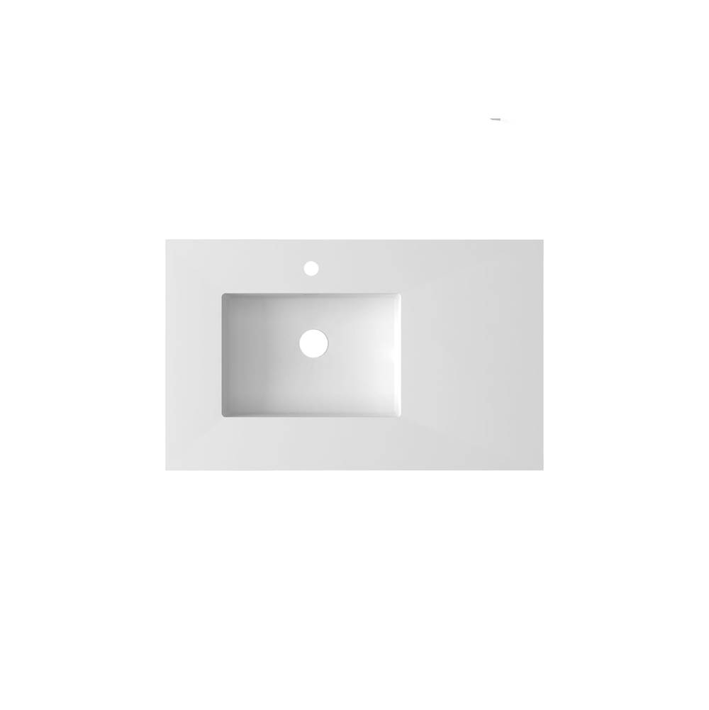 LAVIVA VIVA Stone 36'' Left Sink Matte White - Solid Surface Countertop