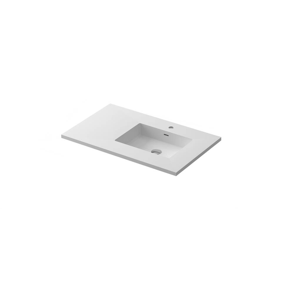 LAVIVA VIVA Stone 36'' Right Sink Matte White - Solid Surface Countertop
