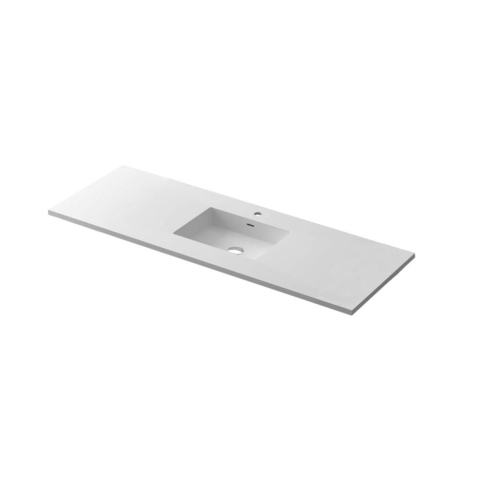 LAVIVA VIVA Stone 60'' Single Sink Matte White - Solid Surface Countertop