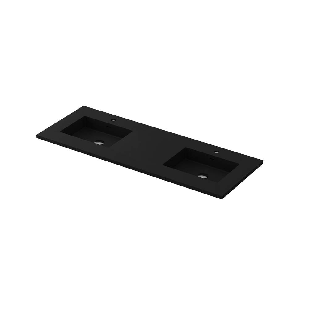 LAVIVA VIVA Stone 60'' Double Sink Matte Black - Solid Surface Countertop