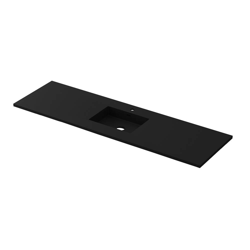 LAVIVA VIVA Stone 66'' Single Sink Matte Black - Solid Surface Countertop