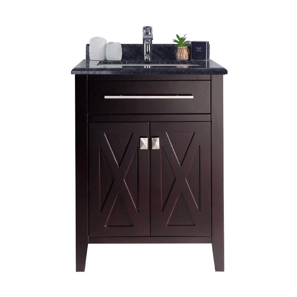 LAVIVA Wimbledon - 24 - Brown Cabinet And Black Wood Marble Countertop