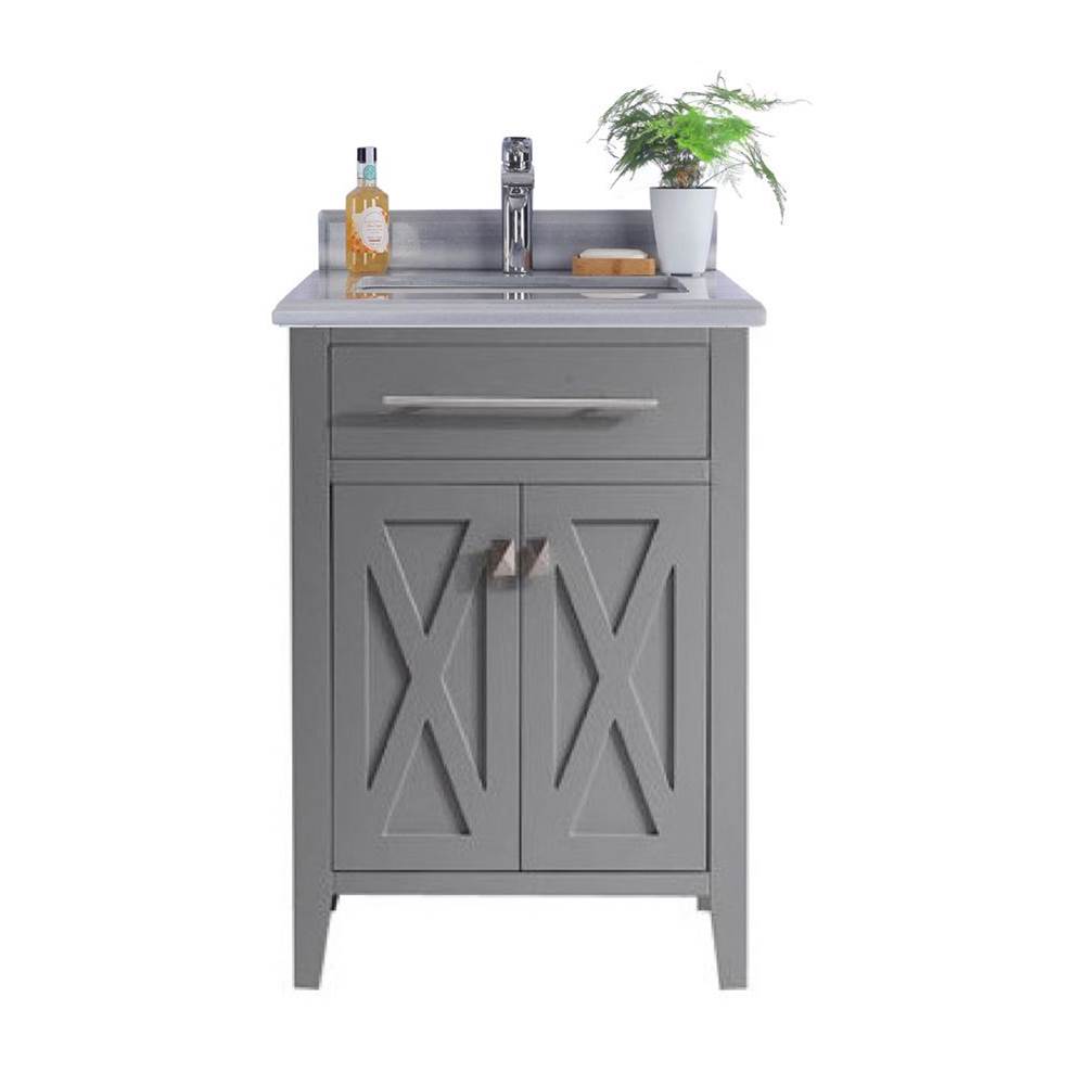 LAVIVA Wimbledon - 24 - Grey Cabinet And White Stripes Marble Countertop