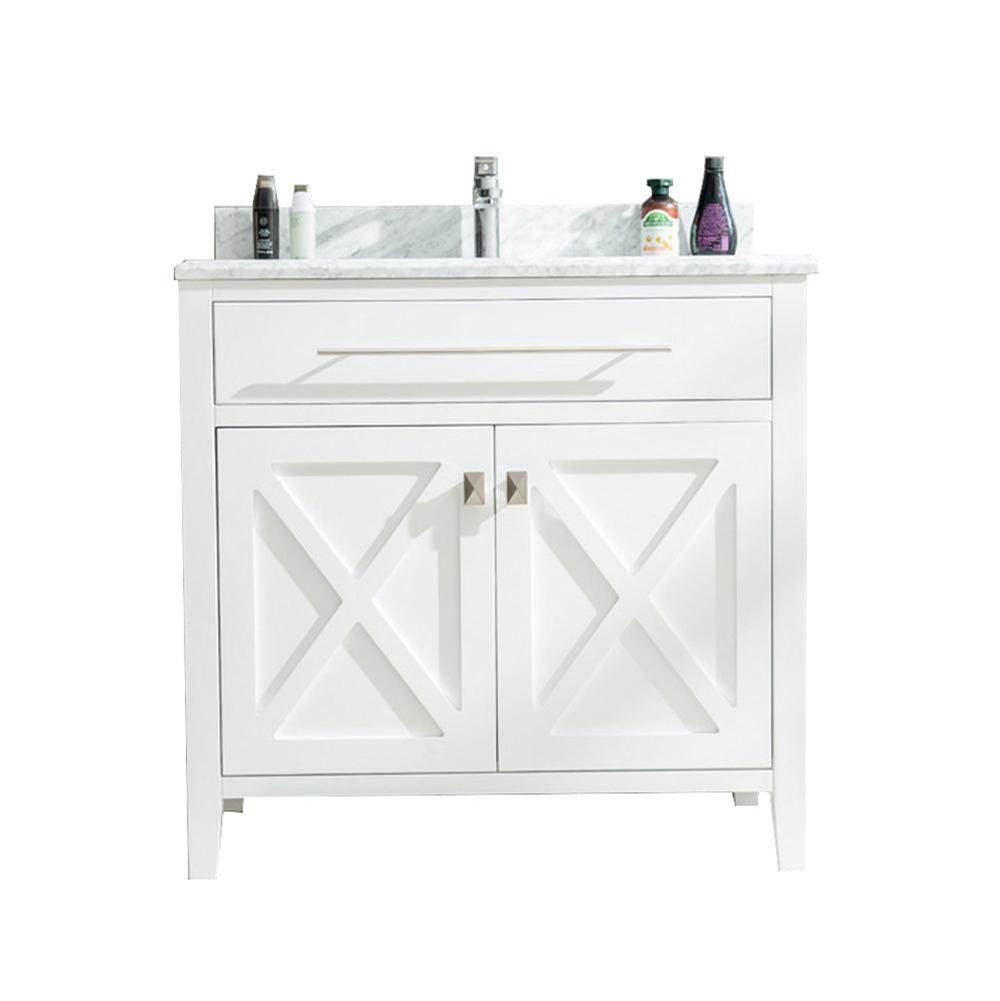 LAVIVA Wimbledon - 36 - White Cabinet And White Carrara Marble Countertop